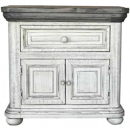 Transitional Solid Wood Nightstand with Microfiber Lined Top Drawer